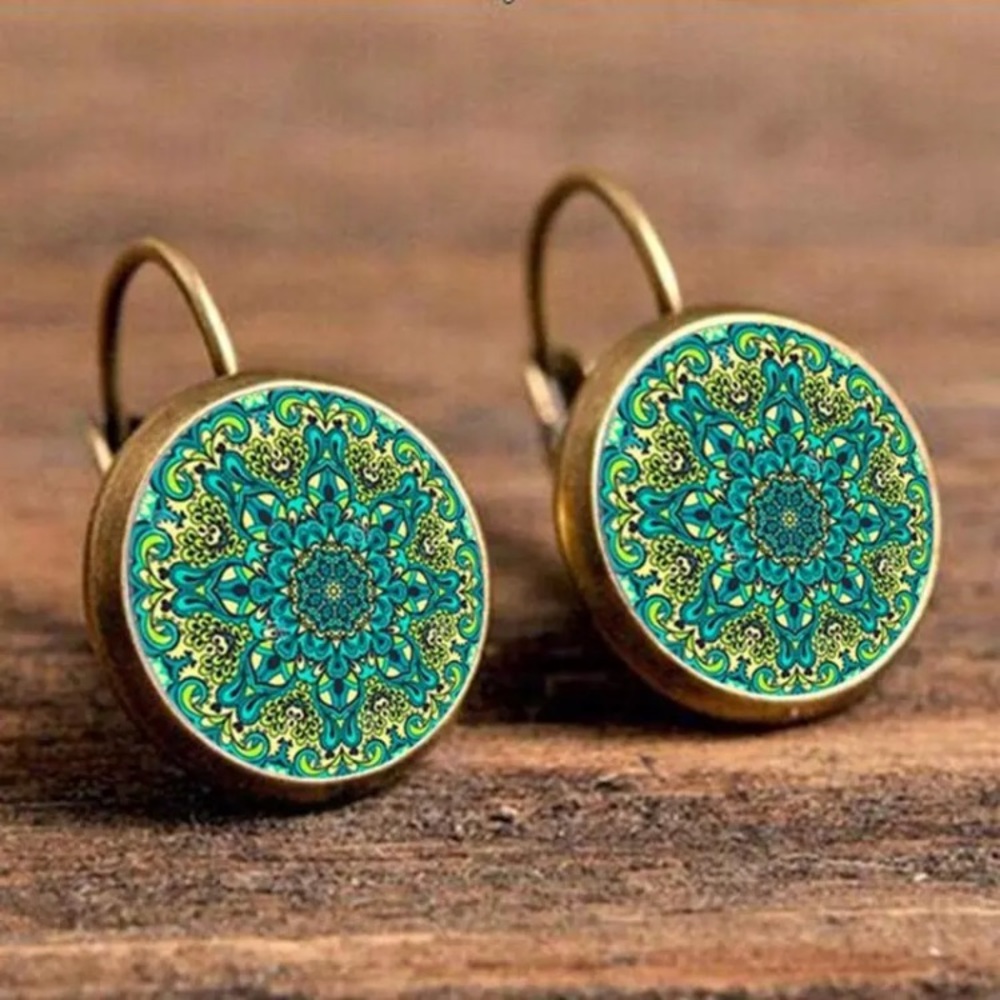 Green drop earrings